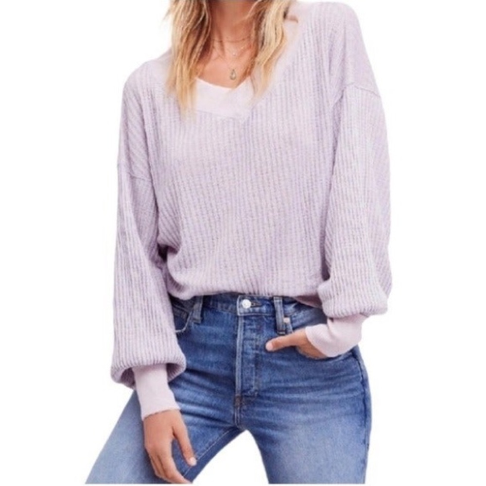 Free People Southside Thermal Pullover Top in lilac